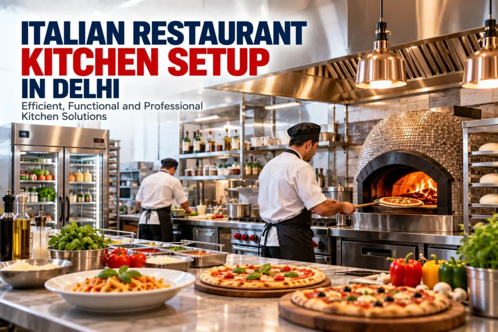 Italian Restaurant Kitchen Setup in Delhi by Balaji Kitchen delivers practical commercial kitchen planning
